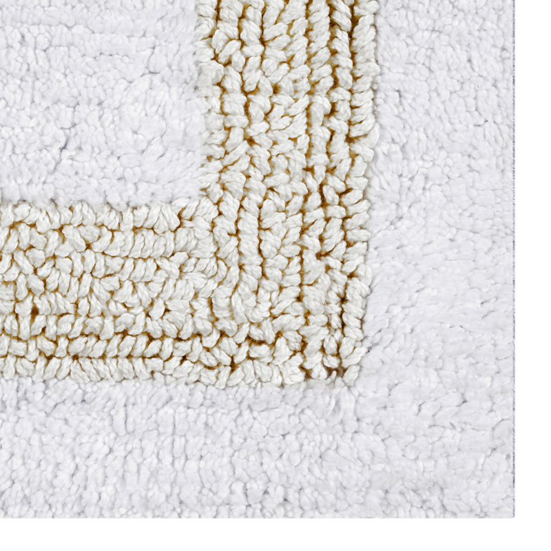 White and Ivory 100% Cotton Reversible 5-Piece Bath Rug Set