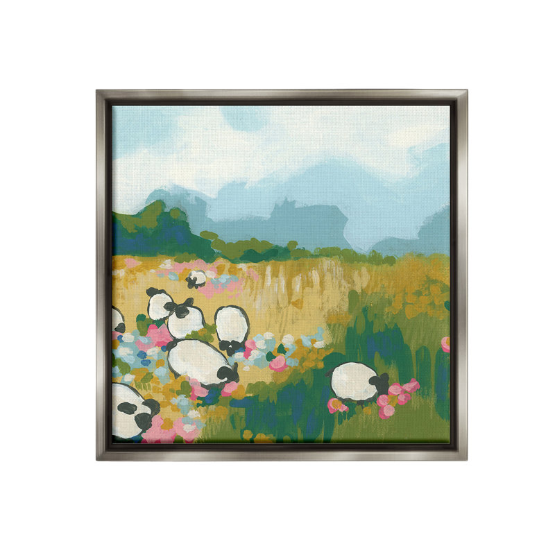 «Abstract Sheep Grazing Floater Frame» par June Erica Vess sur, H 18 po x l 18 po, Cadre flottant gris lustré