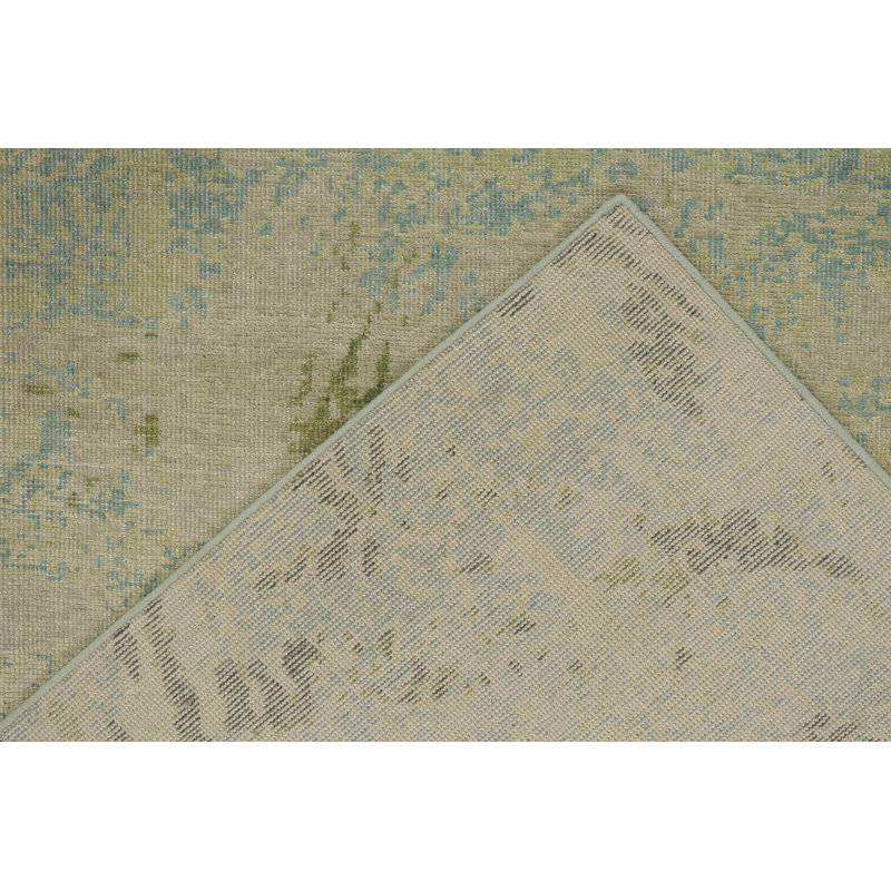 Hand-Knotted Rectangle 8'1" x 10'1" Cotton/Wool Area Rug in Blue/Beige