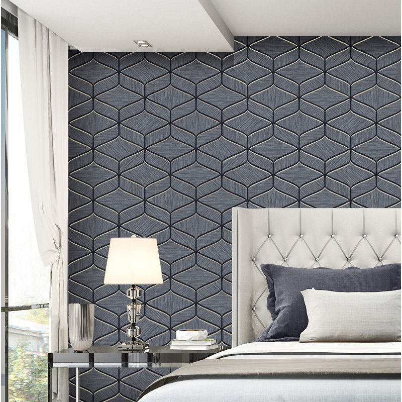 Bracy 10m x 53cm Textured Wallpaper Roll, Navy