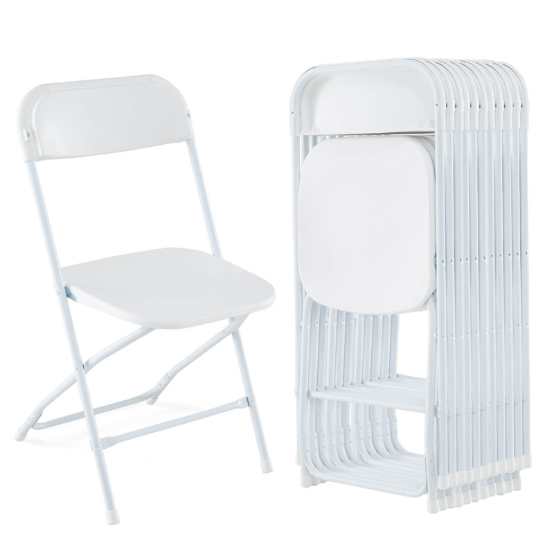 Ensemble de 12 chaises pliantes en métal avec siège et dossier en plastique Inbox Zero