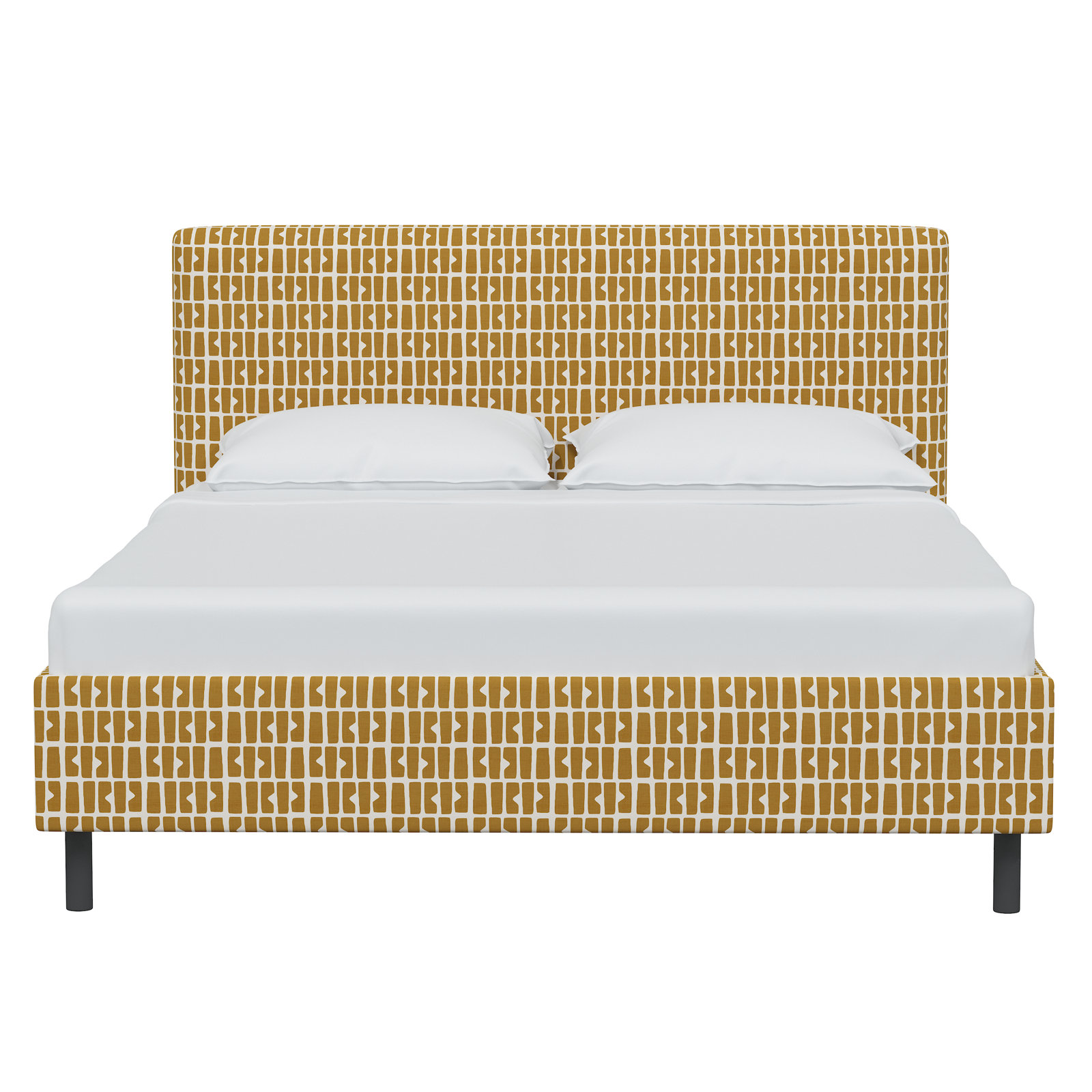 Avila Cotton Upholstered Bed, California King, Bloc Panel Mustard