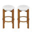 Tabouret de bar rembourré en bois, finition noyer et revêtement ivoire, ensemble de 2