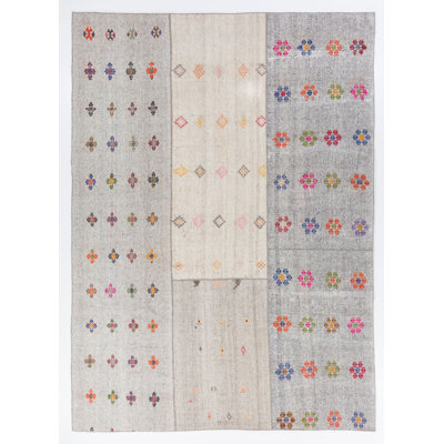 Tapis kilim turc vintage tissé à la main 10,5 x 14,4 pi avec fleurs colorées