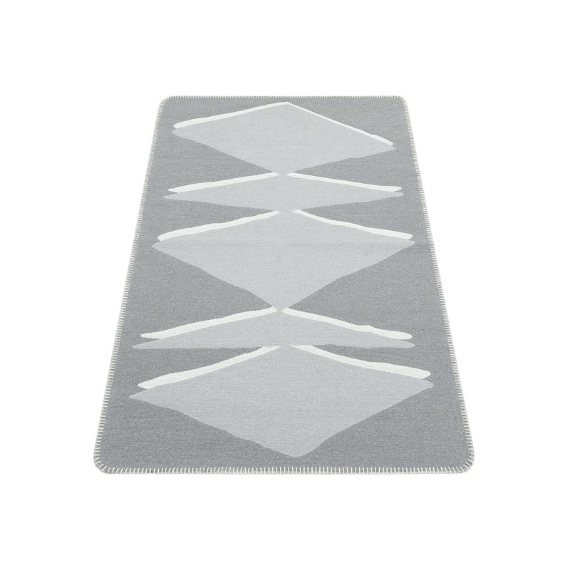 Tapis tissé à plat de qualité supérieure gris et blanc, 100% coton | Sans velours, 33,5 oz / m², lavable en machine | Facile à nettoyer, facile à nettoyer, idéal pour le salon et la chambre à coucher, doux et élégant