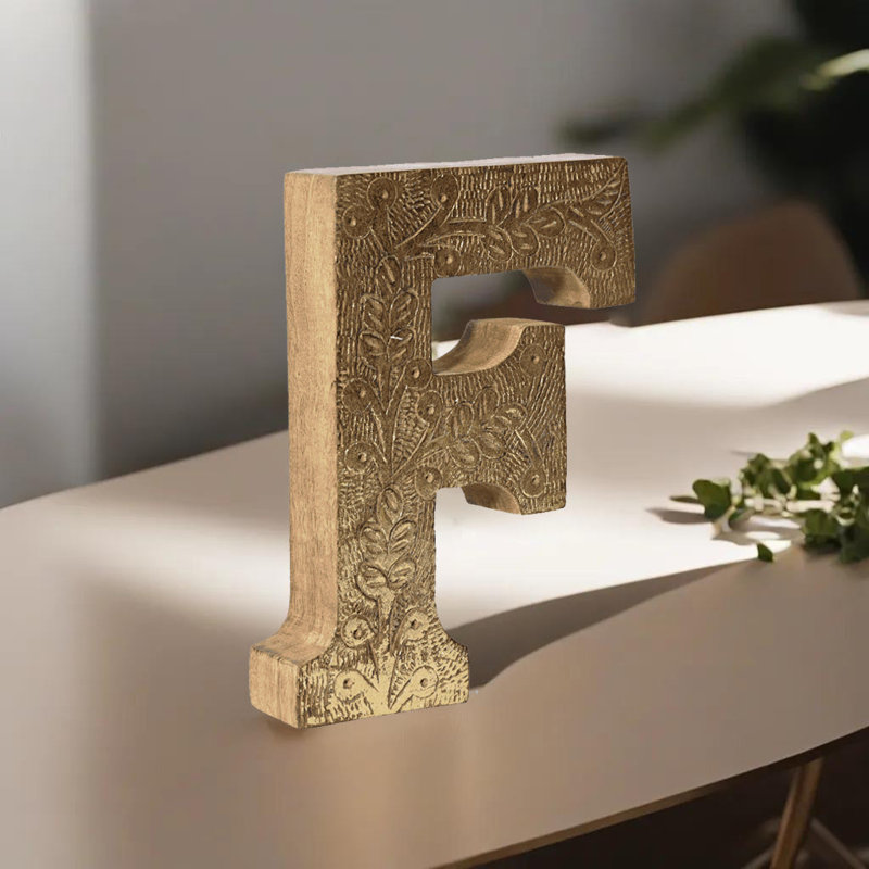 Haddam Text & Numbers Letter Block, Gold, F