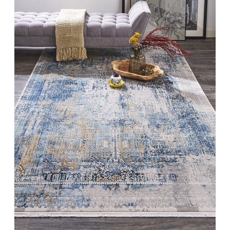 Tapis bleu / gris Whitten, Rectangle 13 pi x 20 pi