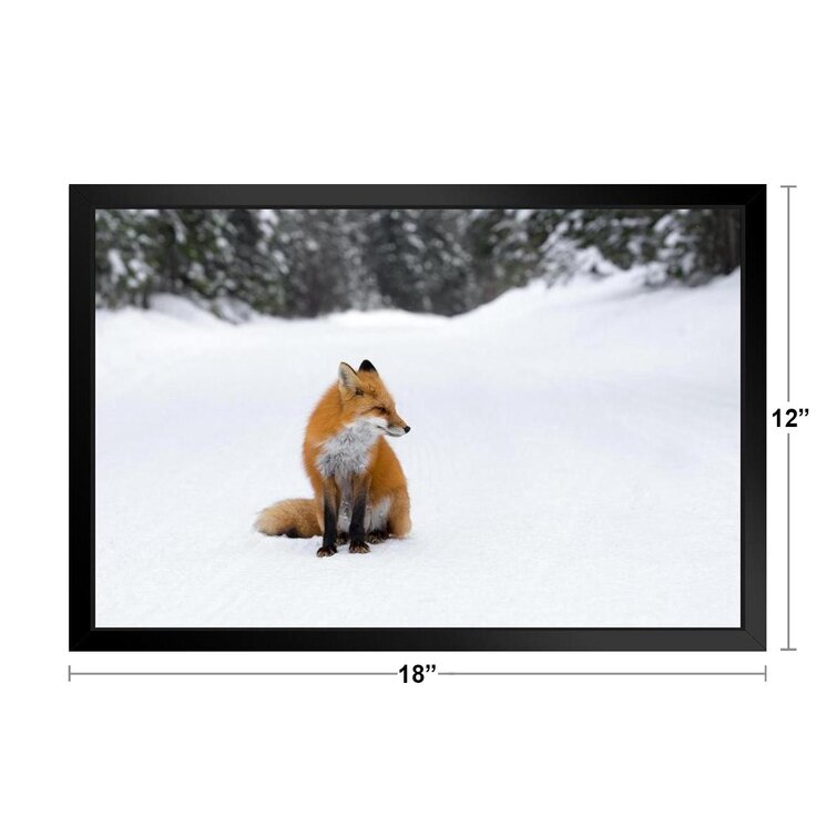 Loon Peak® Winter Watcher Red Fox Sitting In Snow Pictures For Wall Fox  Poster Fox Pictures For Wall Decor Cool Fox Wall Fox Animal Decor Wildlife Fox  Animal Wall Decor Framed On