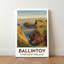 Ballintoy, Northern Ireland - Romantic Coastal Travel Poster Of Cliffs, Cove And Rope Bridge. Giclee Print On Wrapped Canvas. Wall Art, Home Decor - Cities & Towns, Northern Ireland - Wrapped Canvas Print-399078730