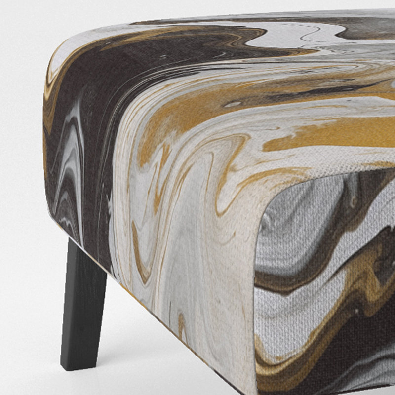 Berendien Marble Upholstered Slipper Chair Velvet, Gold/Black Polyester Blend