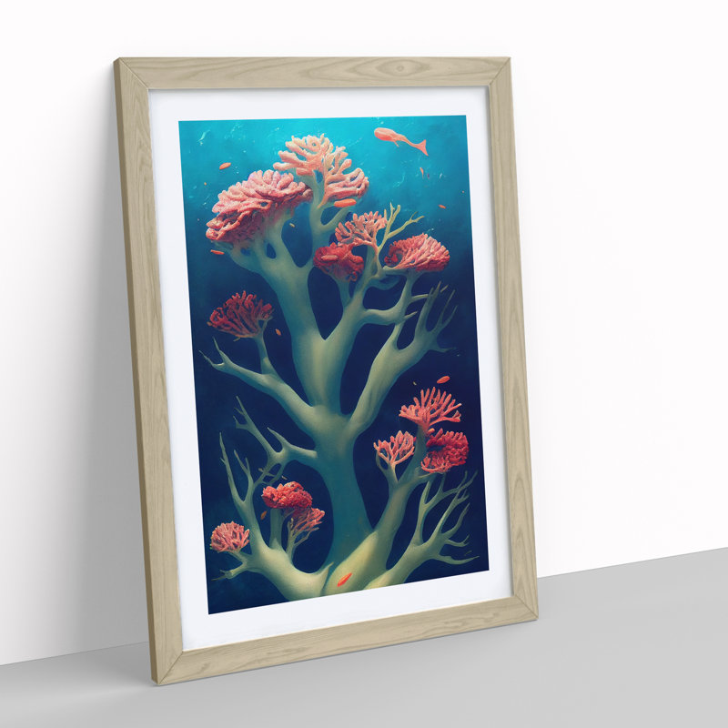 Breathtaking Coral Reef - Single Picture Frame Print, 64cm H x 46cm W x 2cm D, Oak