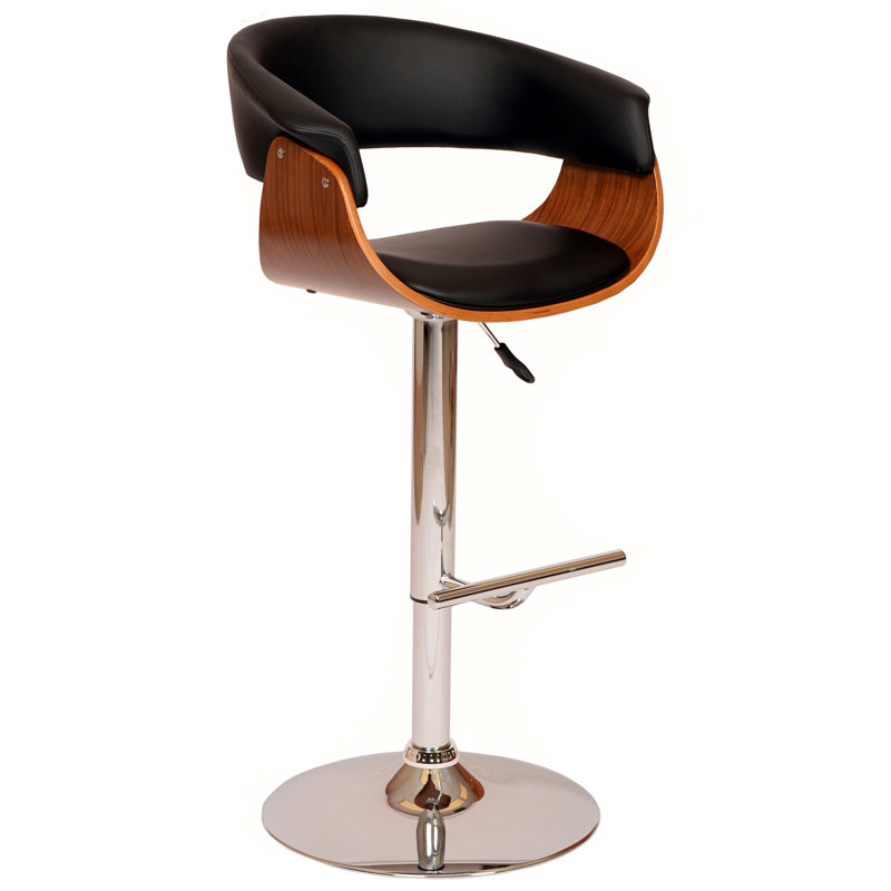 Tani Swivel Upholstered Adjustable Height Counter Stool with Metal Frame, Black