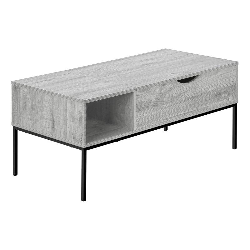 Table basse, L 42 po, rectangulaire, cocktail, plateau relevable, métal, contemporain, moderne, Gris