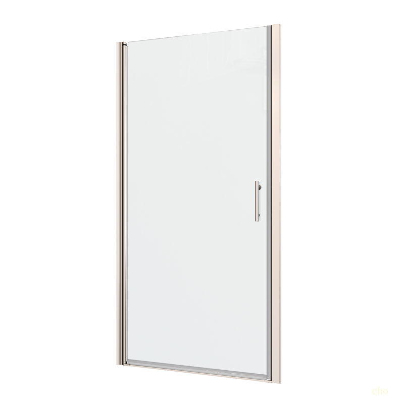 Porte de douche pivotante universelle à ouverture de 1 3/8 po, ouverte à l'extérieur, avec finition en verre trempé de 1/4 po 3272