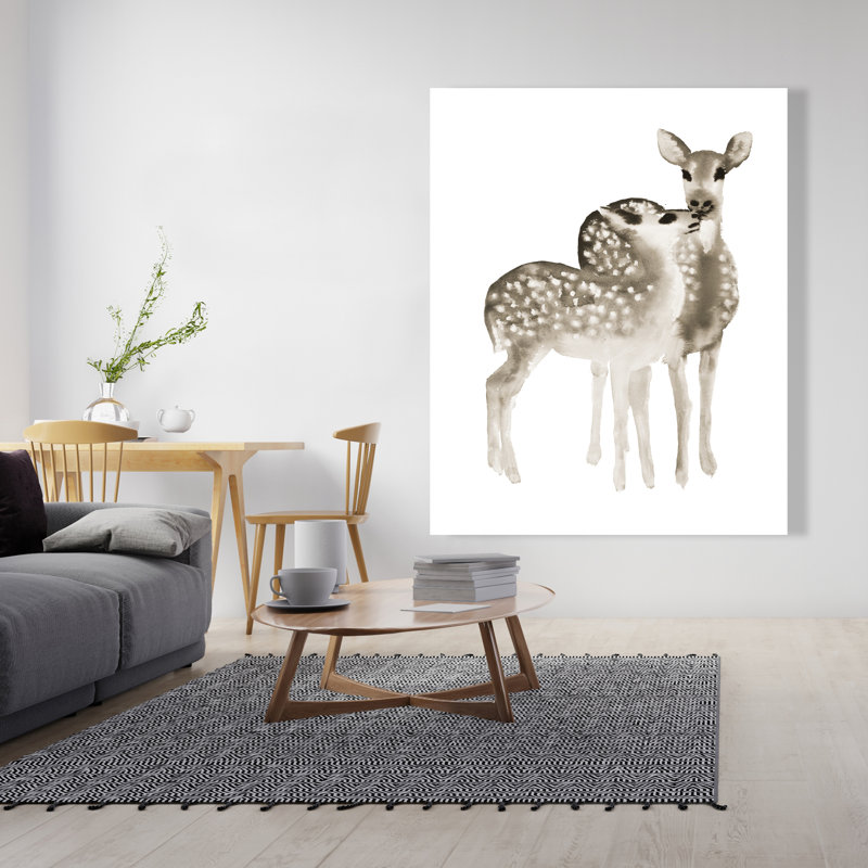 Sépia amour des faons - Art sur toile brun rustique