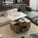 Modern Height-Adjustable Coffee Table With Four Stools - Expandable Folding Dining Table With One Hidden Storage And Two Drawers, Saving Living Room Space