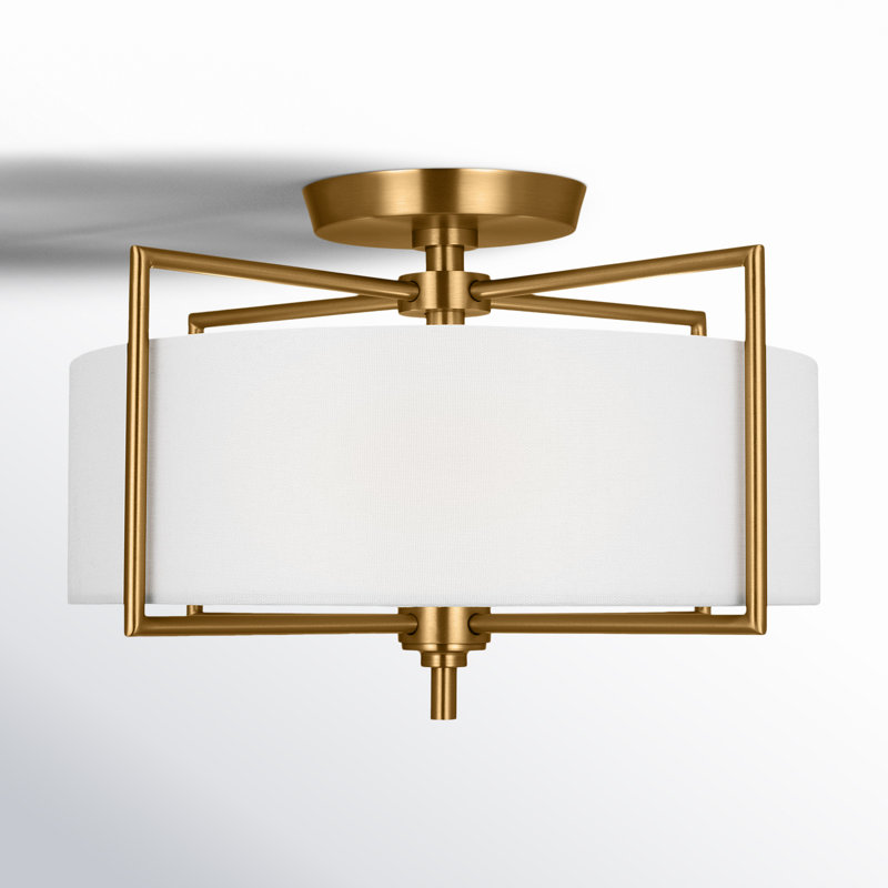 Perno Semi Flush Mount, Aged Iron, 10" H x 15" W x 15" D