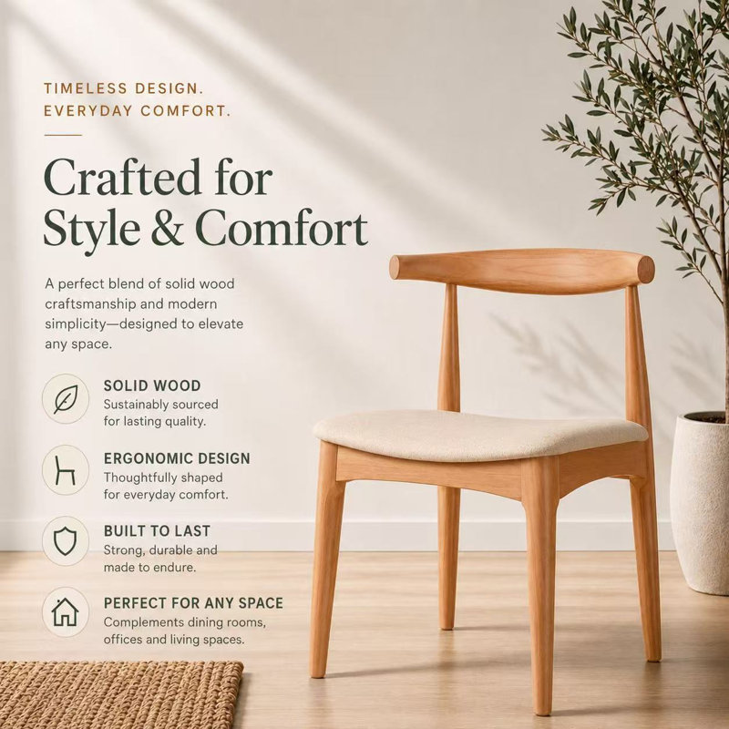 Clouser Faunsdale Dining Chair - Upholstered Fabric Slat Back Side Chair with Cushion Seat - Kitchen & Home Accent Chair, 2