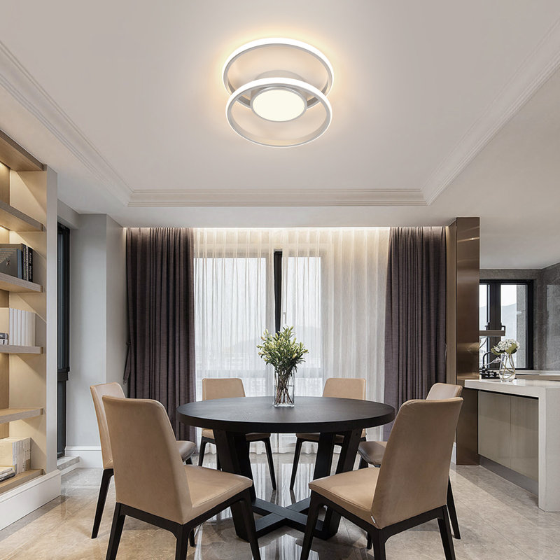 2-Light 40cm Oval LED Ceiling Light, Silver
