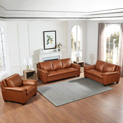 Chaise en cuir - Confort avec revêtement en bois séché au four de 40 po de largeur x 34,98 de hauteur 42 de profondeur et de mousse brun 2,25 lb et de ressorts ensachés