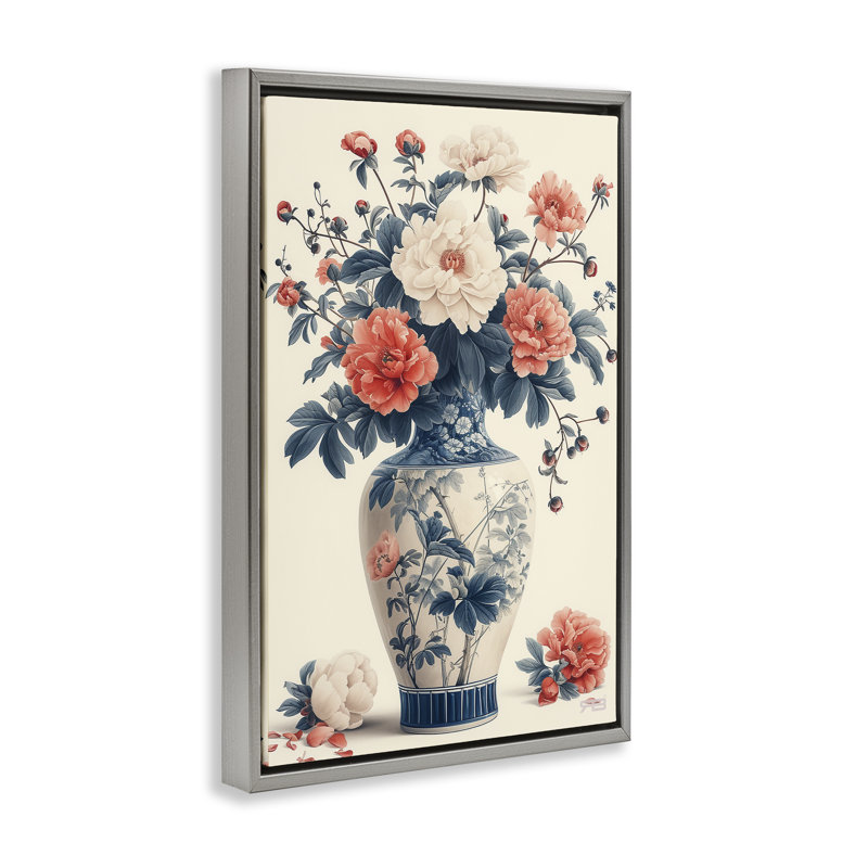 Toile flottante vintage avec cadre doré par Roozbeh Bahramali, H 25 po x l 17 po, Cadre flottant gris lustré