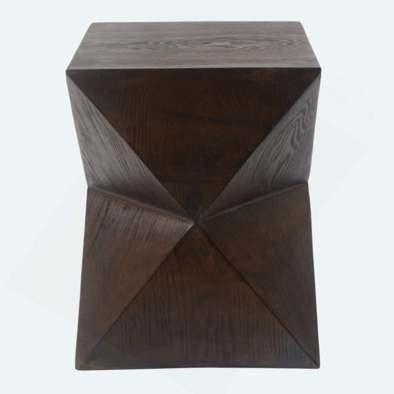 Concrete Side Table With Rustic Hand-Carved Texture And Unique Symmetric Form – Weather-Resistant Accent For Patio, Garden, Or Balcony