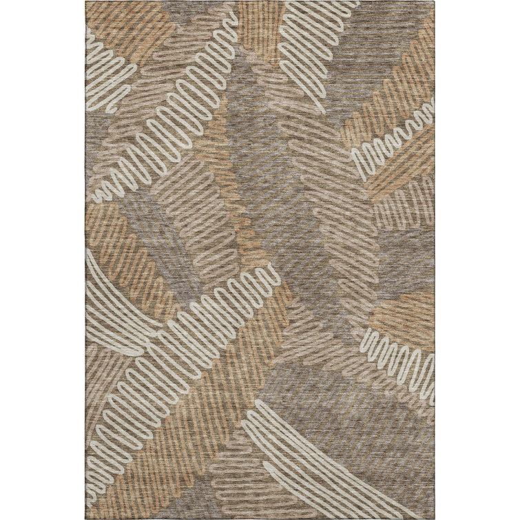 Premium Machine Washable Prisco Brown Rug