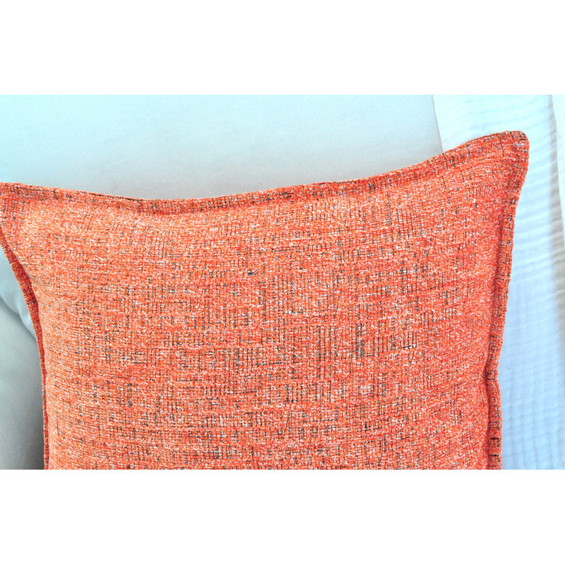 Ensemble de 2 housses de coussin en chenille à texture douce, Orange, Carré 16 po, Polyester