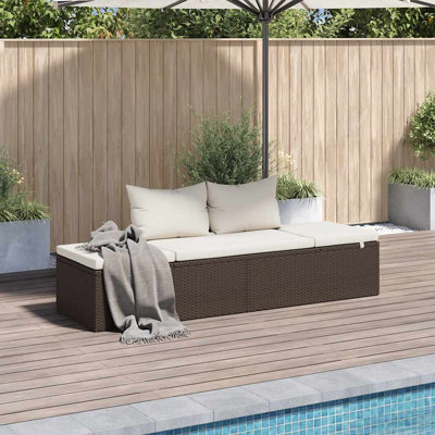 vidaXL Patio Bed, Outdoor Lounge Bed, Adjustable Sides Lightweight Weather-Resistant Easy Maintenance, Washable Cushions & Poly Rattan Frame by Wade Logan