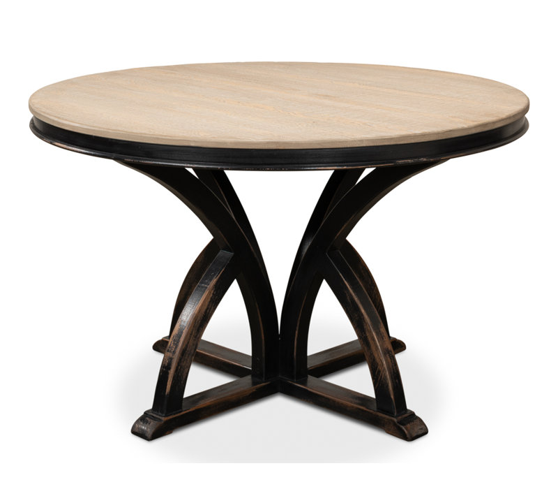 Bleached Pine Round Solid Wood Pedestal Dining Table