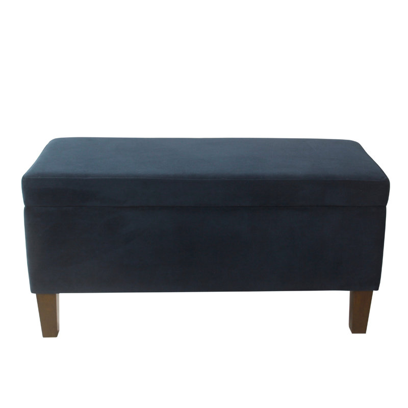Repose-pieds avec rangement en velours brun marine Ava, 36 po