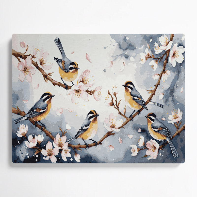 Oiseaux, art mural européen gris Goldcrest, H 132 po x l 168 po x P 0,05 po