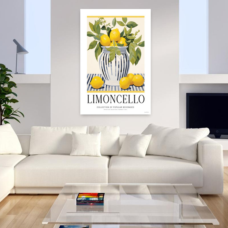 Limoncello, art abstrait de fruits contemporain, H 48 po x l 32 po