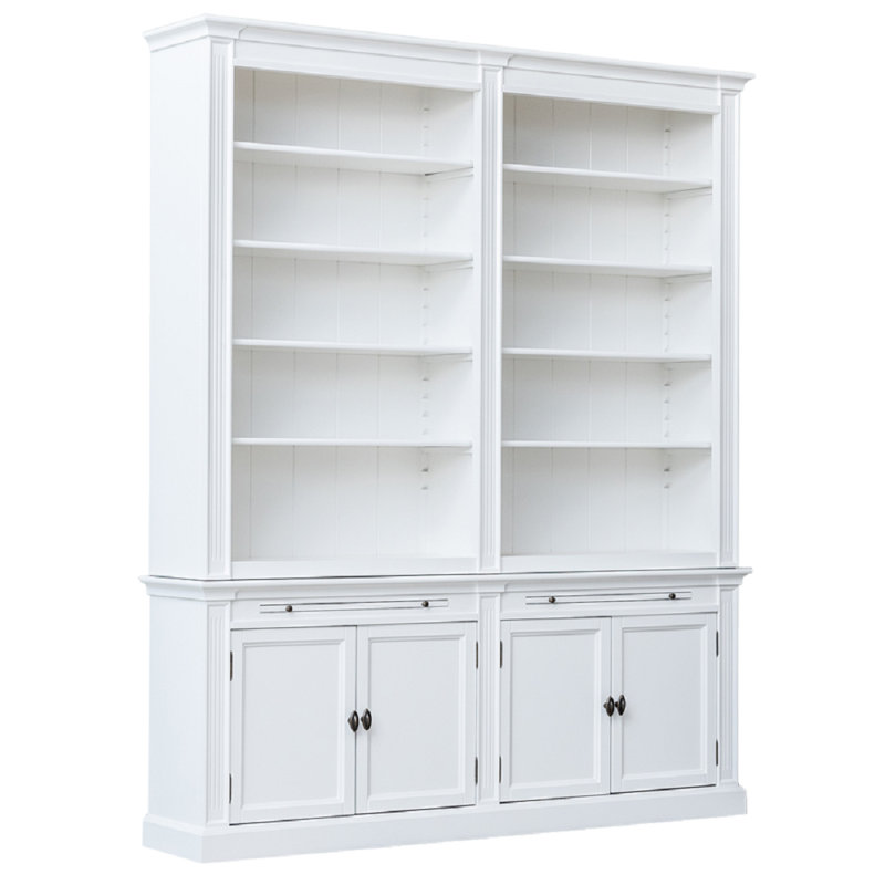 Krier 240cm H x 200cm W Library Bookcase, White/White