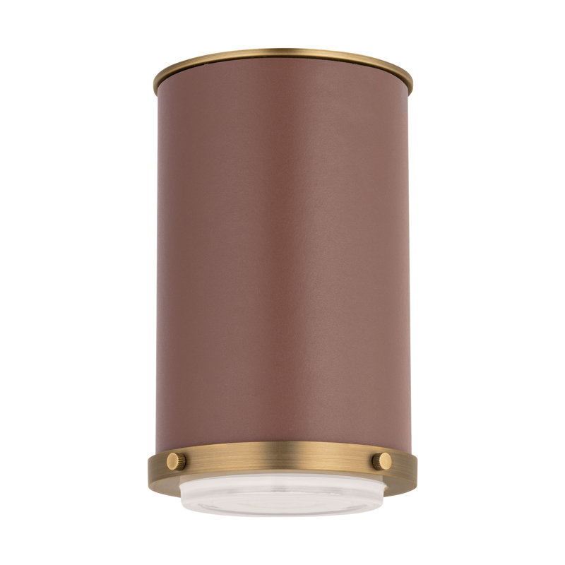 Silk Screen White Inside Clear Outside Glass Shade Flush Mount, Time Worn Brass, No, 40