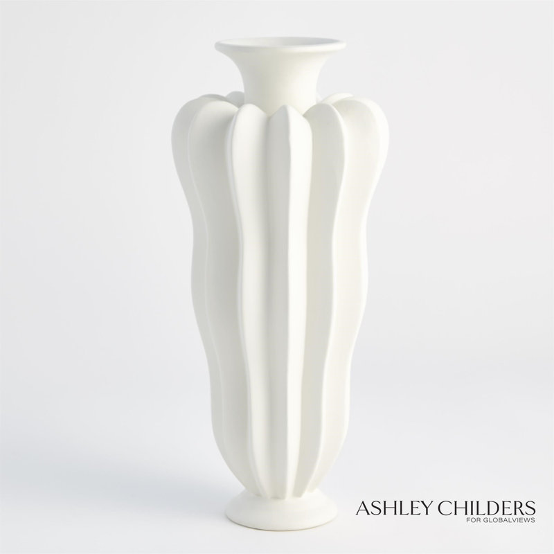 Spicchi Line Vase-Matte White