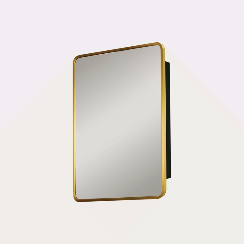 Armoire à pharmacie murale ou en métal avec miroir, H 28,1 po x l 20,1 po x P 5 po, Doré