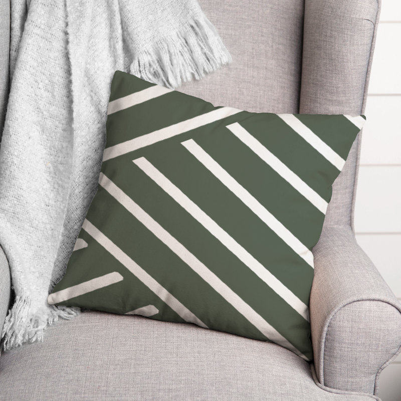 Striped Outdoor Reversible Throw Pillow, 18"H x 18"W, Sauge
