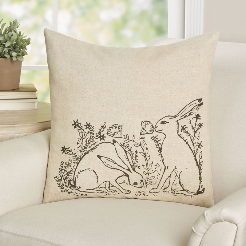 Easter Floral Linen Reversible Throw Pillow