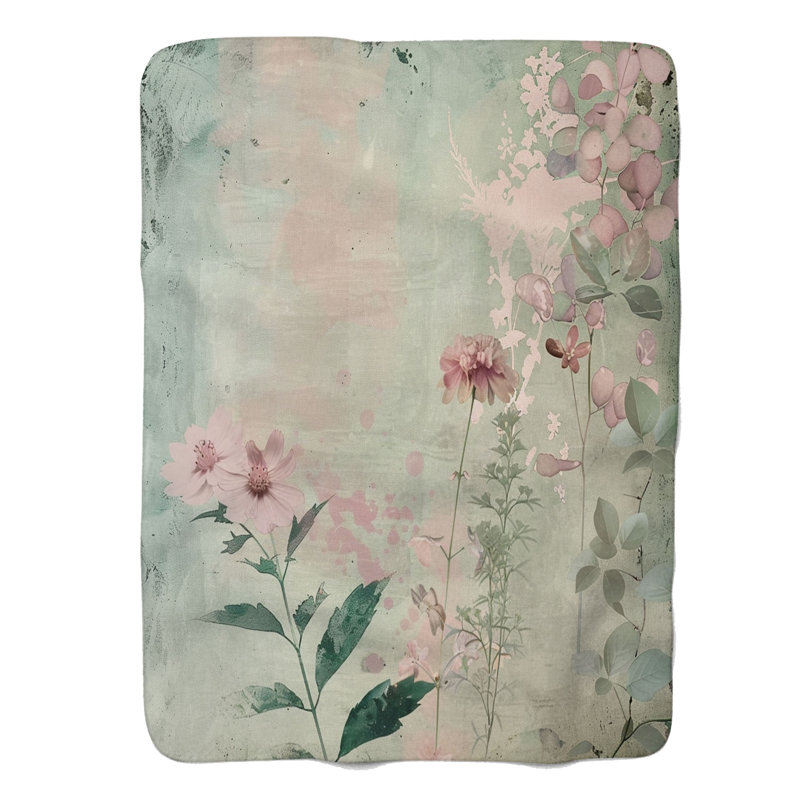 Art floral intemporel - Couverture en sherpa de qualité supérieure 1 pièce, Grand lit