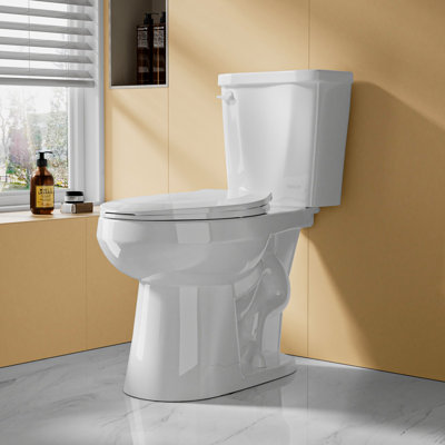 Compact Tall Toilet 17" ADA Comfort Chair Height Seat for Seniors, 1.28 GPF Single Flush White, MAP 1000g