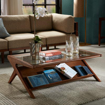 Table basse avec plateau en verre trempé et base moderne | Idée de cadeau