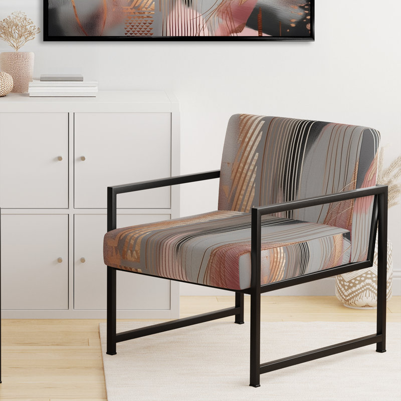 Chaise d'appoint rembourrée abstraite rose, Noir