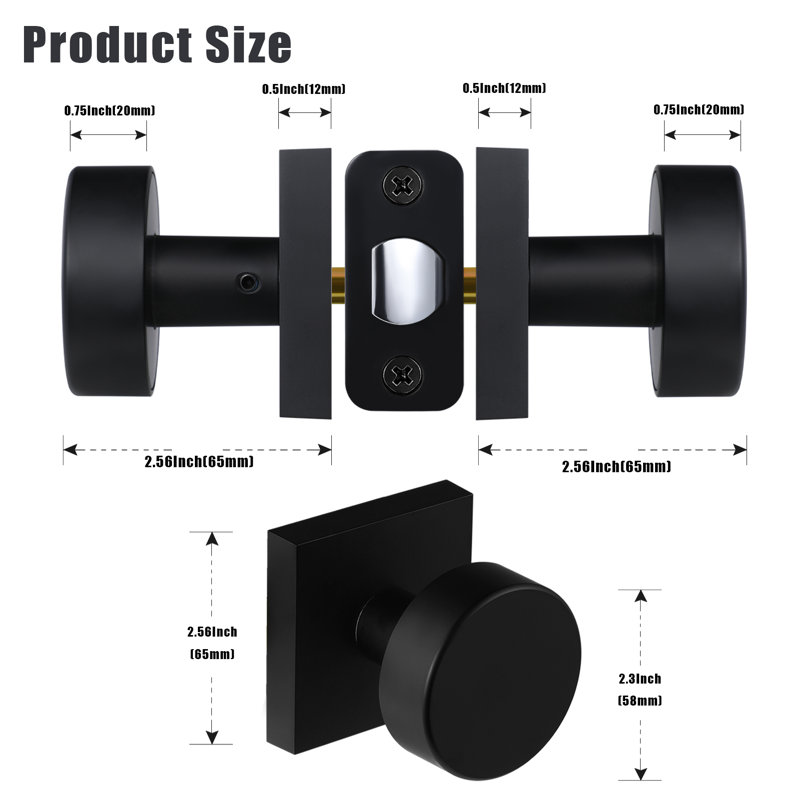 Modern Grace Series Passage Door Knobs, Matte Black