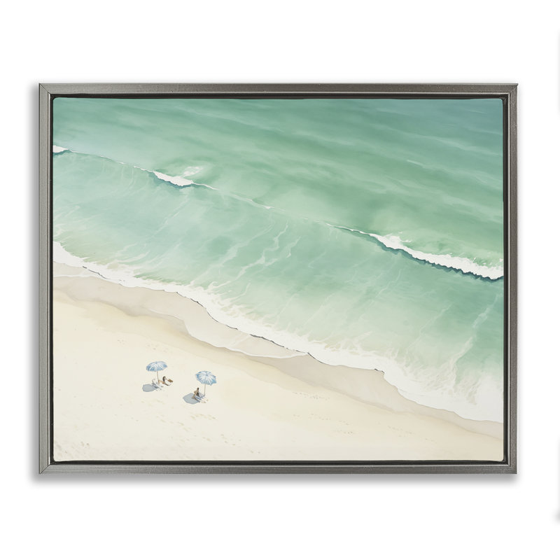  «Summer Shore Beachgoers», reproduction d'art encadrée sur toile brune par Arlington Prints, H 17 po x l 21 po