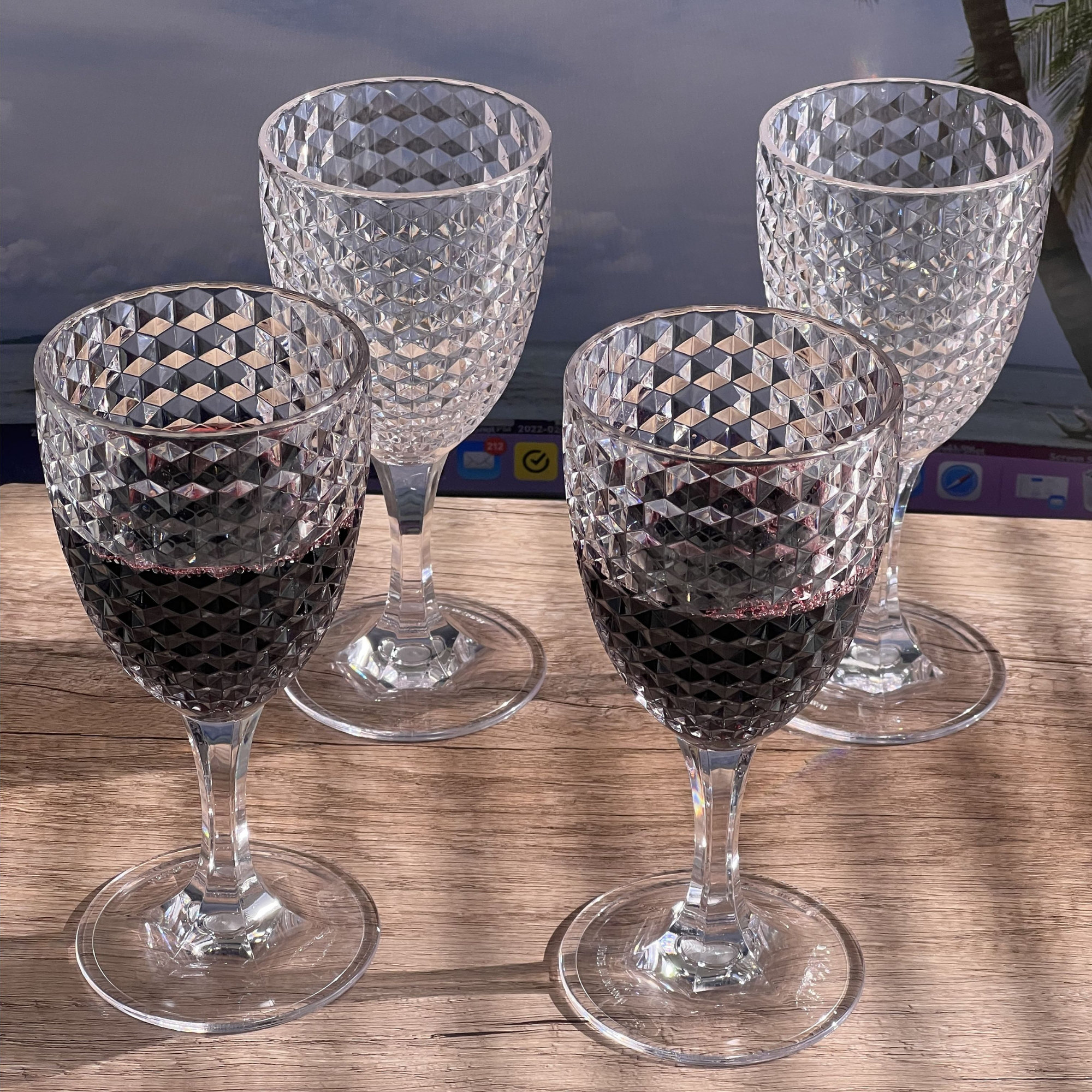 Brayden Studio® Diamond Cut Plastic Wine Glasses Set Of 4 (12oz), Bpa ...