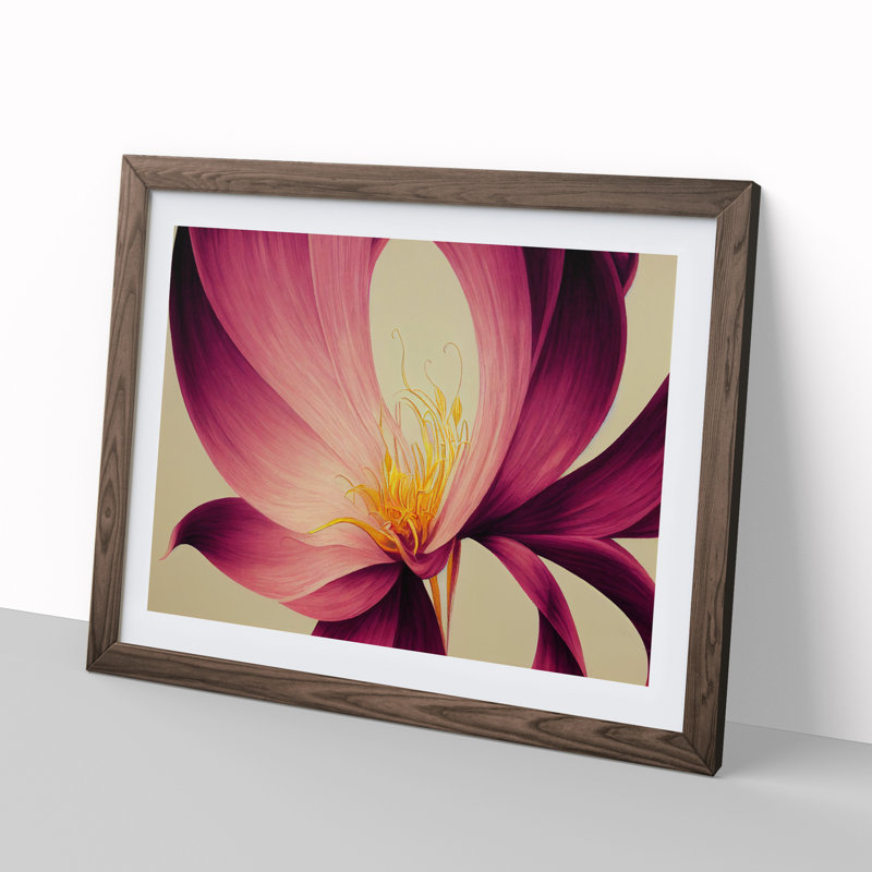Glorious Flower - Single Picture Frame Print, 46cm H x 64cm W x 2cm D, Walnut