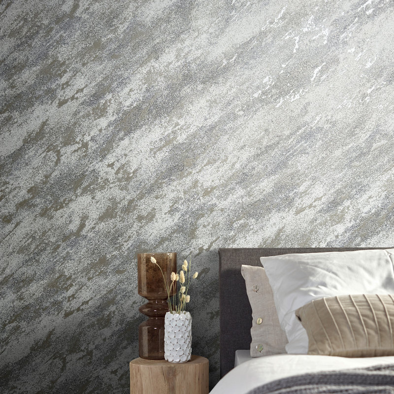 Eclectic 33cm x 70cm Semi-Gloss Wallpaper Roll, Grey