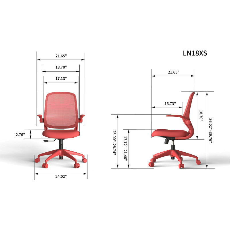 Chaise de bureau ergonomique de 350 lb, siège social, dossier en filet, mousse moulée intégrée, assise confortable, accoudoir rabattable, chaise multifonctionnelle ignifuge, rotative et relevable (rouge)