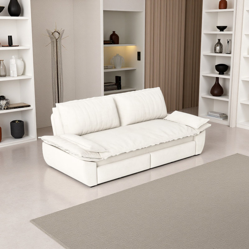 Canapé-lit escamotable de 73,2 po, canapé-lit convertible 3 en 1, causeuse en velours multifonctionnel, Beige